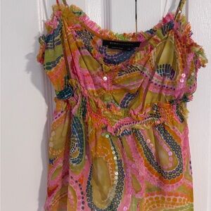 BCBGMaxAzria Multicolor Camisole with Pink and Green